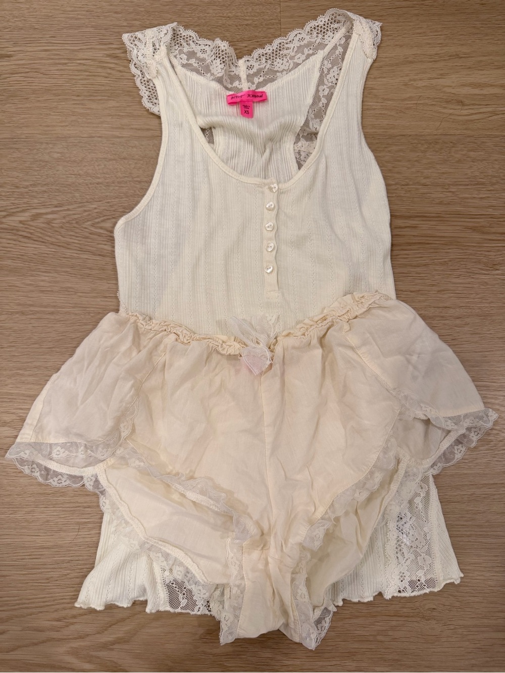 Betsey Johnson Cream Lace PJ set